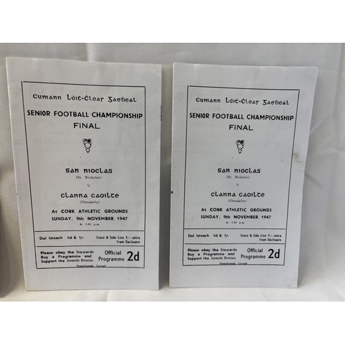 160 - Cork County Senior Football Championship - 3 original programmes and 2 copies, see photos.