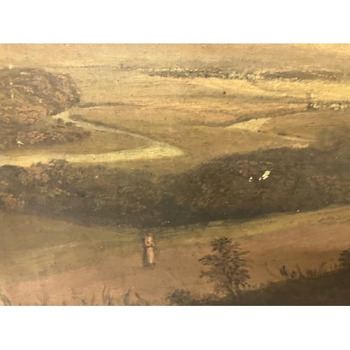 255 - Cork scene - A large painting of a house overlooking an estuary, oil on canvas with gilt frame and a... 