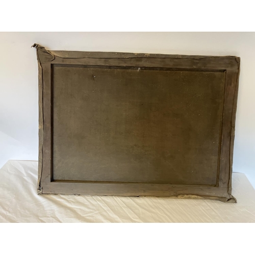 255 - Cork scene - A large painting of a house overlooking an estuary, oil on canvas with gilt frame and a... 