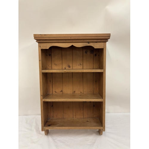 272 - Hanging pine wall shelves. H. 80cm, W. 52cm, D. 18cm approx.