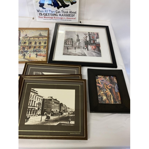 297 - Quantity of pictures to incl. Rodin Exhibition Poster, Continental views, Laurence photographs, etc.