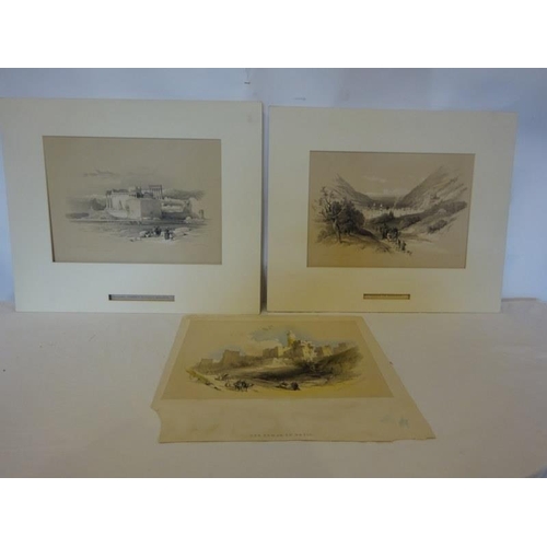 307 - David Roberts R.A, 1796-1864- Two mounted lithographs Baalbec, Looking towards Lebanon also Entrance... 
