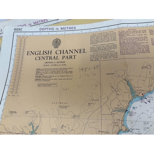 321 - Large quantity of marine charts - English Coast and Channel Islands.