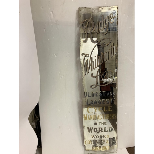 336 - Old Bicycle Advertising mirror - Rudge Whitworth Ltd, Oldest and largest Cycle Manufacturers in the ... 