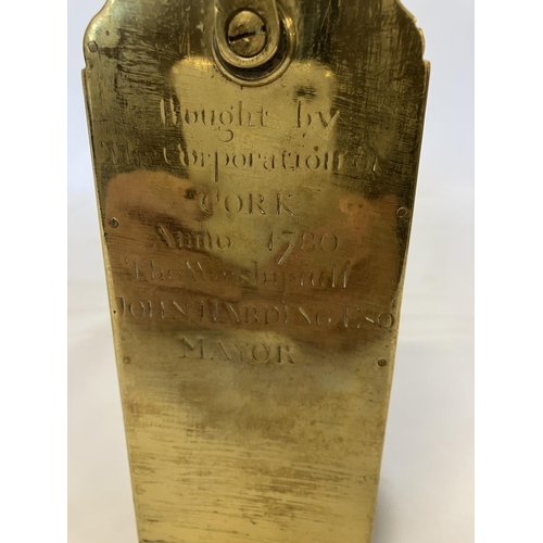 343 - D. Voster, Corke - Antique brass pint measure 1751, bought by the Corporation of Cork in 1780 John H... 