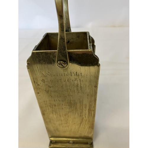 343 - D. Voster, Corke - Antique brass pint measure 1751, bought by the Corporation of Cork in 1780 John H... 