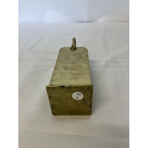 343 - D. Voster, Corke - Antique brass pint measure 1751, bought by the Corporation of Cork in 1780 John H... 