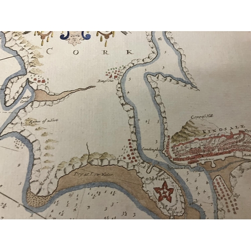 351 - An antique chart of Kingsale Harbour dedicated and presented to Sir Robert Southwell by Cpt. Greenvi... 