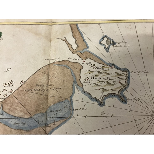 352 - An antique chart of Dublin Bay presented to his Grace James Butler, Duke of Ormond. 50cm x 60cm.