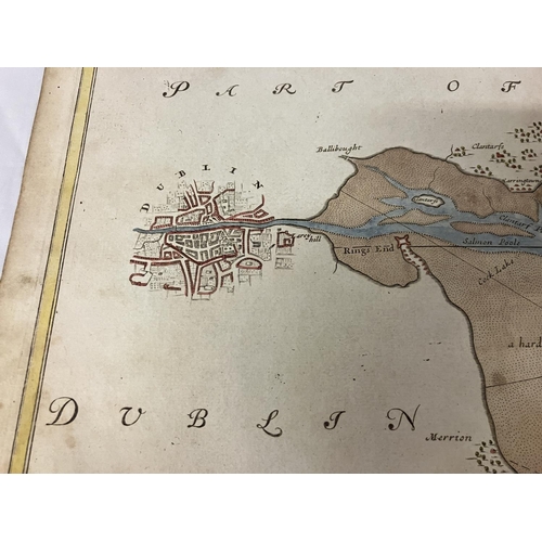352 - An antique chart of Dublin Bay presented to his Grace James Butler, Duke of Ormond. 50cm x 60cm.