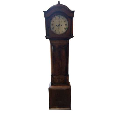 1 - Cork interest - 19th century white dial long cased clock in inlaid mahogany case by Samuel Hynes, Co... 