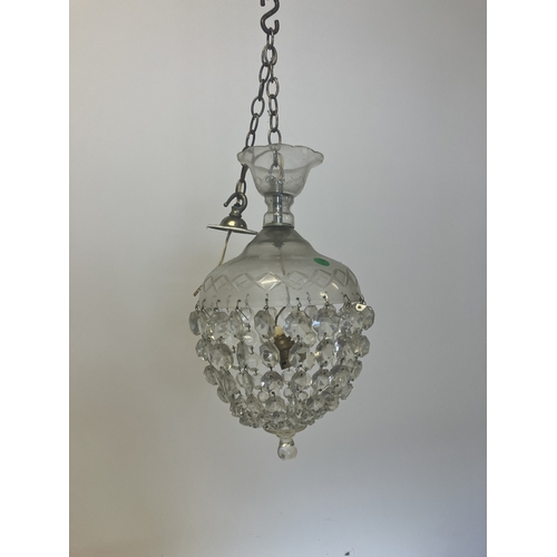 116 - Old glass hall light fitting.