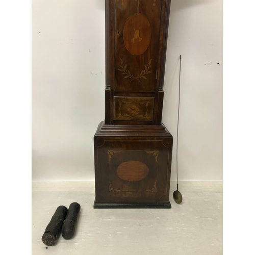 120 - An 18th century Irish long cased clock by Phil Glasco, Dublin having arched brass dial and inlaid ma... 