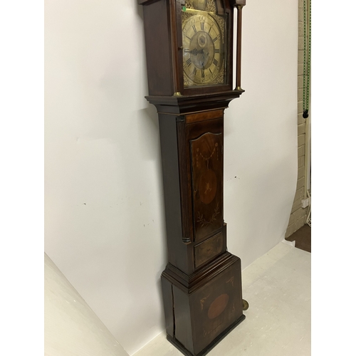 120 - An 18th century Irish long cased clock by Phil Glasco, Dublin having arched brass dial and inlaid ma... 