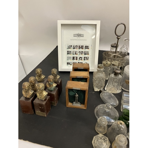 10 - A mixed lot - glass ware, jars, busts, etc - 3 boxes.