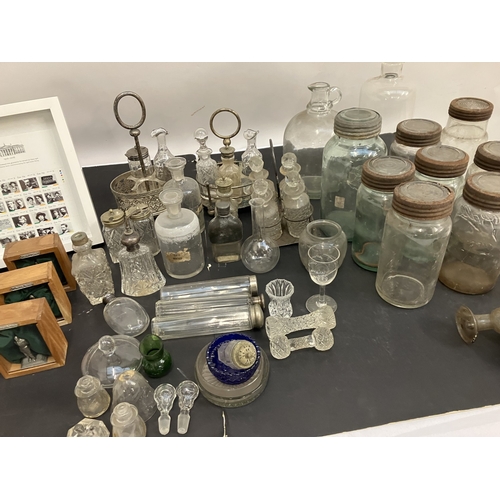 10 - A mixed lot - glass ware, jars, busts, etc - 3 boxes.