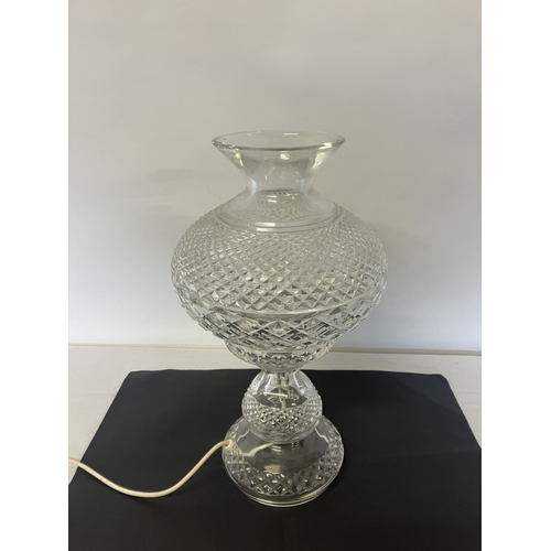 119 - A fine large Waterford cut glass table lamp and shade.