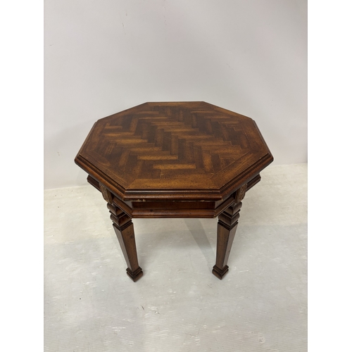 13 - Mahogany occasional table and a Victorian mahogany and brassbound writing box. (2)