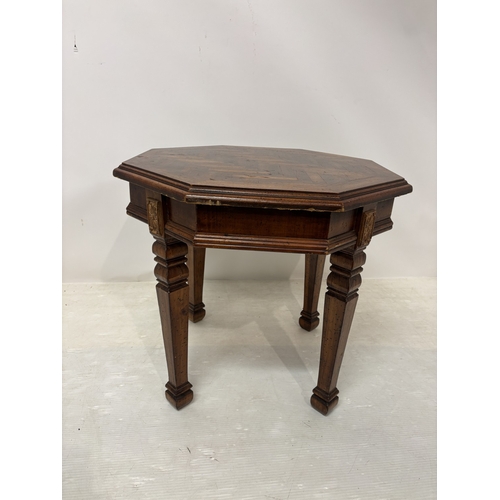 13 - Mahogany occasional table and a Victorian mahogany and brassbound writing box. (2)