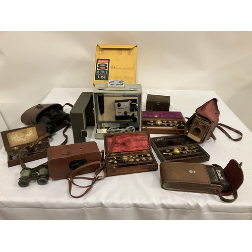 20 - Mixed lot - cameras, binoculars, sikes hydrometer, etc.