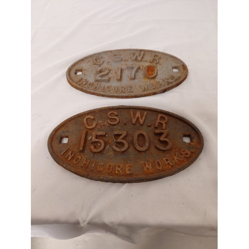 Two old Inchicore metal railway plaques.