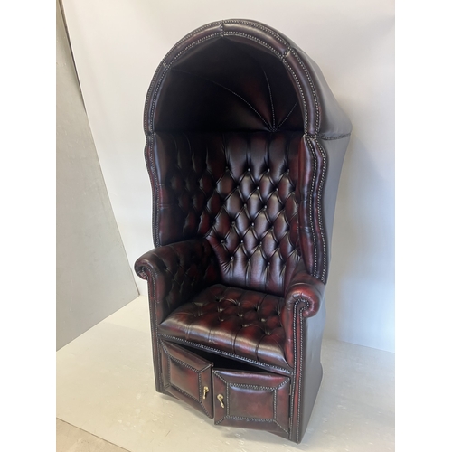 65 - Hall porters chair. H.180cm, W. 90cm.