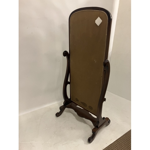 69 - Mahogany framed cheval dressing mirror.