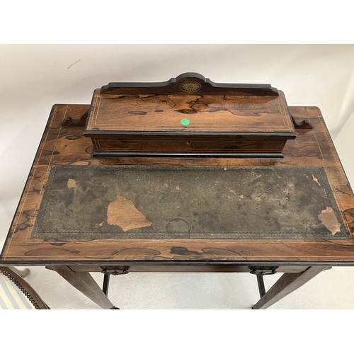 70 - Victorian rosewood desk and a single chair. (2)