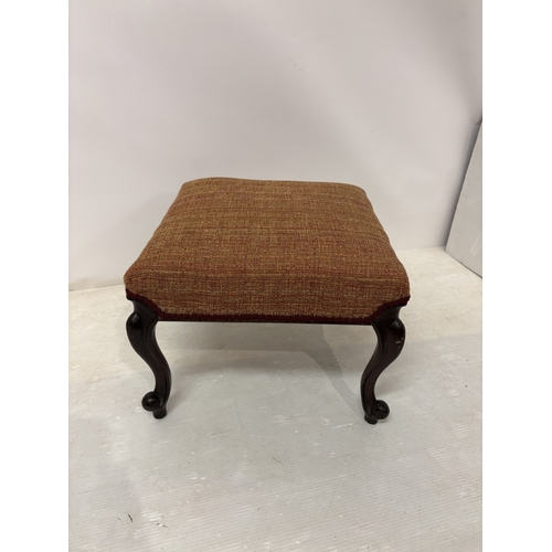 74 - Victorian mahogany stool raised on cabriole legs.