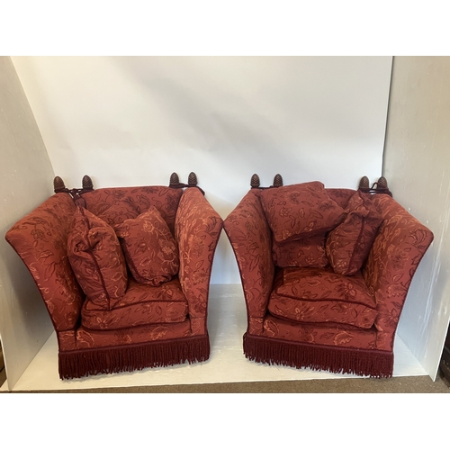 81 - A pair of Knole style large drawing room chairs.
