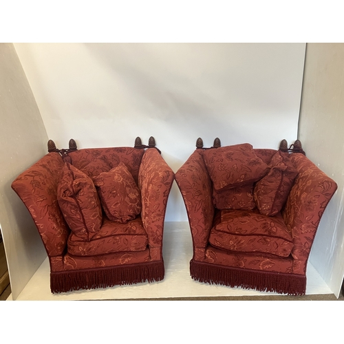 81 - A pair of Knole style large drawing room chairs.