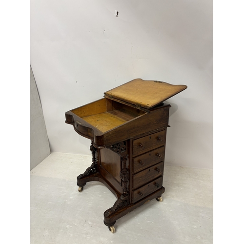 87 - Victorian davenport desk fitted with real & dummy drawers.