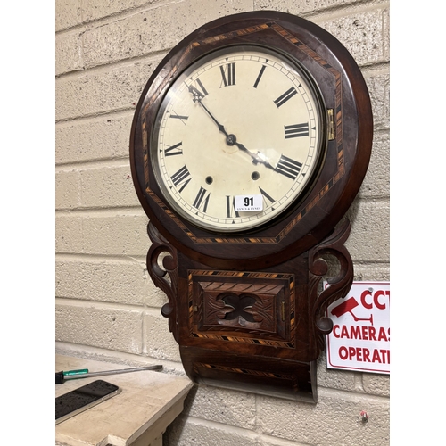 91 - American inlaid 8 day kitchen clock. AF