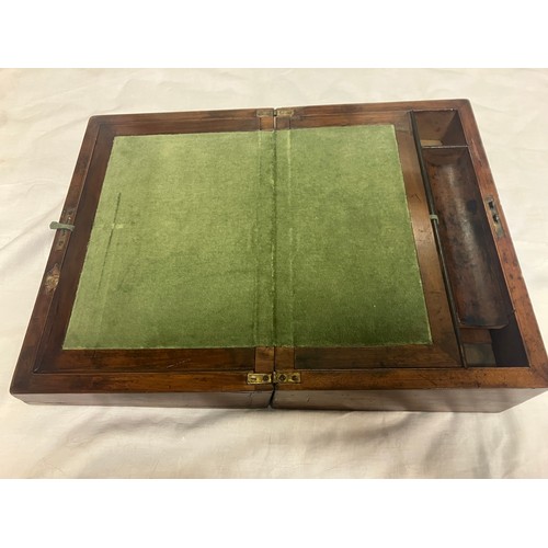 13 - Mahogany occasional table and a Victorian mahogany and brassbound writing box. (2)