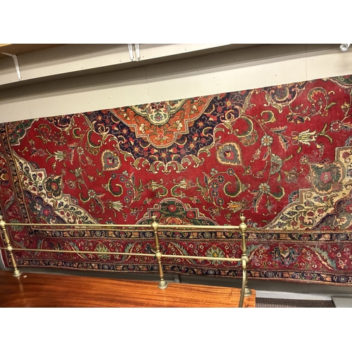 A large old drawing room rug. 397cm x 300cm approx. AF