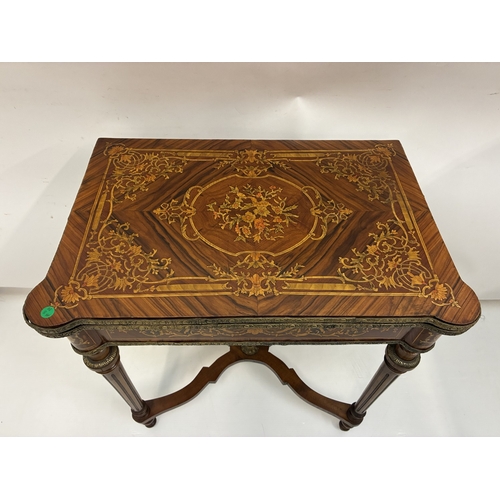 An neat size French design inlaid folding card table. W. 67cm, D. 44cm ...