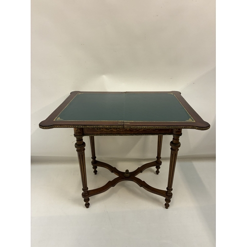 An neat size French design inlaid folding card table. W. 67cm, D. 44cm ...