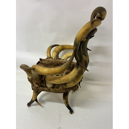 Wenzel Friedrich 1827-1902 - A rare long horn chair in original condition.