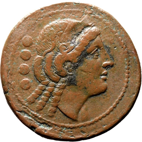 2 - ROMAN REPUBLIC & IMPERATORIAL. Anonymous. Bronze triens, 217-215 BC. Rome. Obv: head of Juno right, ... 