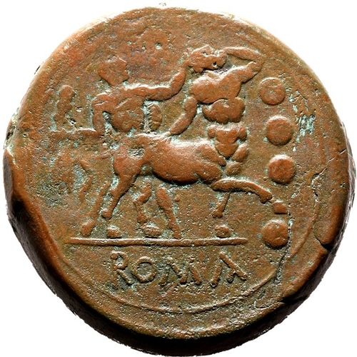 2 - ROMAN REPUBLIC & IMPERATORIAL. Anonymous. Bronze triens, 217-215 BC. Rome. Obv: head of Juno right, ... 