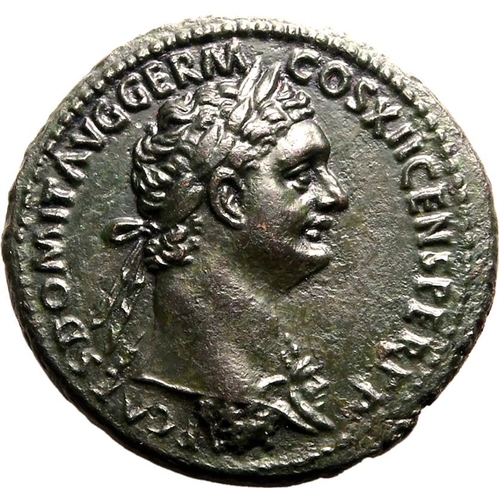 101 - About Mint State | ROMAN EMPIRE. Domitian. Bronze as, AD 86. Rome. Obv: IMP CAES DOMIT AVG GERM COS ... 