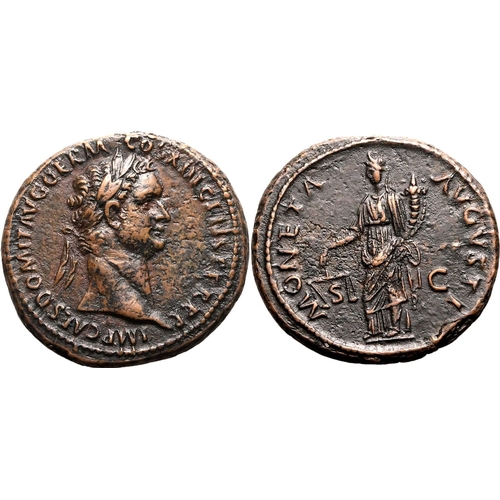 102 - About Extremely Fine; areas of roughness | ROMAN EMPIRE. Domitian. Bronze as, AD 87. Rome. Obv: IMP ... 