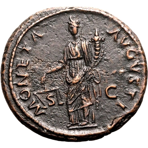 102 - About Extremely Fine; areas of roughness | ROMAN EMPIRE. Domitian. Bronze as, AD 87. Rome. Obv: IMP ... 