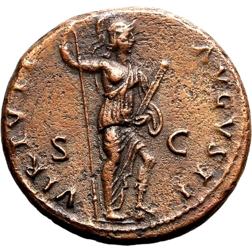 104 - Good Very Fine; slight corrosion  | ROMAN EMPIRE. Domitian. Bronze as, AD 88-89. Rome. Obv: IMP CAES... 