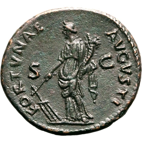 105 - About Extremely Fine | ROMAN EMPIRE. Domitian. Bronze as, AD 90-91. Rome. Obv: IMP CAES DOMIT AVG GE... 