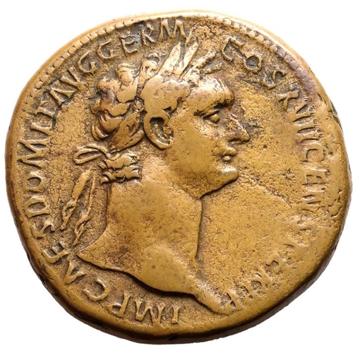 108 - Very Fine; areas of weakness, attractive patina | ROMAN EMPIRE. Domitian. Bronze sestertius, AD 95. ... 