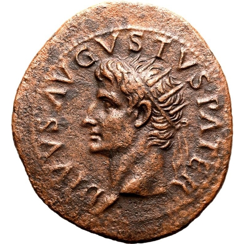 11 - Good Very Fine; struck on a broad flan, featuring a striking portrait of the deified Augustus | ROMA... 