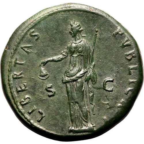 110 - About Extremely Fine; striking portrait and wonderful green patina | ROMAN EMPIRE. Nerva. Bronze ses... 