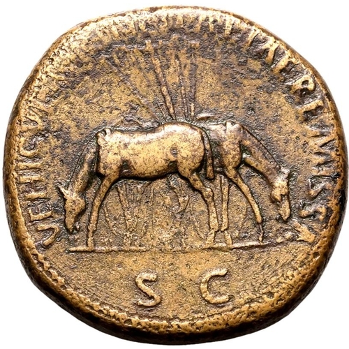 111 - About Very Fine; smoothed, minor scratches to obv | ROMAN EMPIRE. Nerva. Bronze sestertius, AD 97. R... 