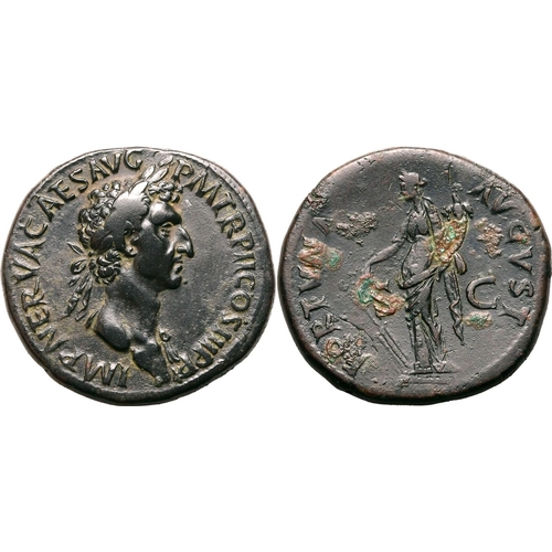 113 - Very Fine; deposits to rev | ROMAN EMPIRE. Nerva. Bronze sestertius, AD 97. Rome. Obv: IMP NERVA CAE... 